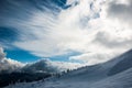 Majestic sunset in the winter mountains landscape Royalty Free Stock Photo