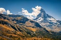 Majestic sutumn view of Matterhorn Monte Cervino, Mont Cervin peak. Royalty Free Stock Photo