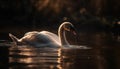 Majestic swan glides on tranquil water surface generated by AI