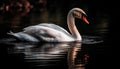 Majestic swan reflects natural beauty in tranquil pond generated by AI