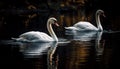 Majestic swans reflect natural beauty and tranquility generated by AI