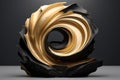 Majestic swirls of black and gold create a luxurious abstract ideal for premium branding and opulent themes. Generative