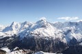 Majestic Swiss Alps View, Snow covered Peaks, Murren Ski Resort, Switzerland
