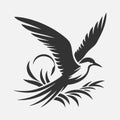 Majestic Tern Silhouette Soaring Across the Sky Royalty Free Stock Photo