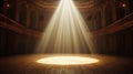 Majestic theater interior with spotlight illuminating empty stage atmosphere Royalty Free Stock Photo