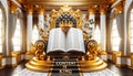 Majestic Throne Room with Crowned Book Proclaiming Content is King