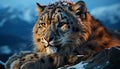 Majestic tiger, beauty in nature, looking, wildcat, snow leopard generated by AI Royalty Free Stock Photo