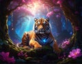 Majestic Tiger in Enchanted Forest Royalty Free Stock Photo