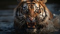 Majestic tiger, fierce and wild, staring into the camera generated by AI Royalty Free Stock Photo