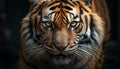 Majestic tiger, fierce and wild, staring into the camera generated by AI Royalty Free Stock Photo