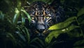 Majestic tiger hiding in the wilderness, staring fiercely generated by AI Royalty Free Stock Photo