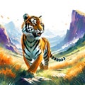 Majestic tiger roaming rocky landscape