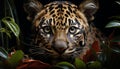 Majestic tiger, striped beauty, staring with danger in its eyes generated by AI Royalty Free Stock Photo