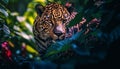 Majestic tiger in the wild, staring with intense yellow eyes generated by AI Royalty Free Stock Photo