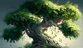 Majestic Tree with Bunches of Leaves in ArtStation Style Made with Generative AI