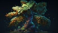 Majestic Tree with Bunches of Leaves in ArtStation Style Made with Generative AI