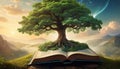 Genesis Tree on Knowledge Tome Royalty Free Stock Photo