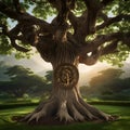 Majestic tree with mysterious emblem Royalty Free Stock Photo