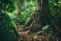 Majestic Tree Roots in a Lush Green Forest