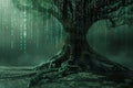 The Majestic Tree Standing in the Middle of the Forest, Binary code representation of a binary tree data structure, AI Generated Royalty Free Stock Photo