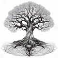 Majestic tree stands as a visual ode to growth and interconnectedness.  A Symbolic Sunrise Royalty Free Stock Photo