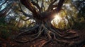 Majestic Tree with Twisted Branches at Dusk