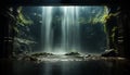 Majestic tropical rainforest, flowing water, reflecting beauty in nature generated by AI