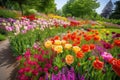 majestic tulip garden, with vibrant colors and unique variety of flowers