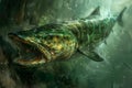 Majestic Underwater Predator Barracuda Fish Illustration in a Dynamic and Realistic Aquatic Environment