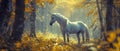 A Majestic Unicorn In An Enchanting Forest, Brought To Life Through Art