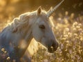 Majestic unicorn in golden field