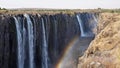 Victoria Falls Waterfall with Rainbow in Zimbabwe