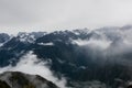 Majestic view of the Andes in mist on the Inca Trail. Peru. South America. Royalty Free Stock Photo