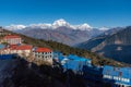 Majestic view of Dhaulagiri mountain range seven highest Pokhara Nepal