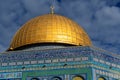 Dome of the Rock, a temple on the Temple Mount, with a golden dome and intricate architecture Royalty Free Stock Photo