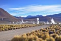 Majestic view of geysers field seen from afar just after sunris Royalty Free Stock Photo