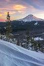 Majestic View of Mount Hood as seen during a winter sunset Royalty Free Stock Photo