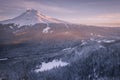 Majestic View of Mount Hood as seen during a winter sunset Royalty Free Stock Photo