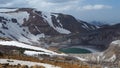 The Majestic view of Okama Crater in Mt Zao Japan Royalty Free Stock Photo