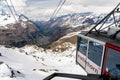 A majestic view of snow covered alps from matterhorn gondola cable car, zermatt switzerland