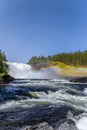 Scenic view of Tannforsen waterfall in Sweden on a sunny day