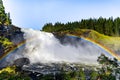 Scenic view of Tannforsen waterfall in Sweden on a sunny day