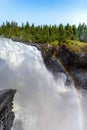 Scenic view of Tannforsen waterfall in Sweden on a sunny day