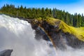 Scenic view of Tannforsen waterfall in Sweden on a sunny day Royalty Free Stock Photo