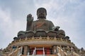 Majestic view of Tian Tan Buddha, an iconic statue situated on Lantau Island, Hong Kong