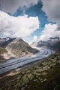 Majestic view to Aletsch glacier, the largest gracier in Alps and UNESCO herritage from Bettmeralp, Valais, Switzerland Royalty Free Stock Photo