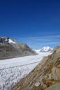 Majestic view to Aletsch glacier, the largest gracier in Alps and UNESCO herritage from Bettmeralp, Valais, Switzerland Royalty Free Stock Photo