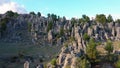 Majestic view of valley with beautiful rock formations on a summer day.