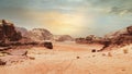 Majestic view of the Wadi Rum desert, Jordan, Sunrise wallpaper Royalty Free Stock Photo