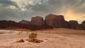 Majestic view of the Wadi Rum desert, Jordan, The Valley of the Moon Royalty Free Stock Photo